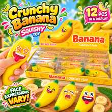 Load image into Gallery viewer, Banana Squishy Fun — Crunchy Banana ASMR Squeeze Toy