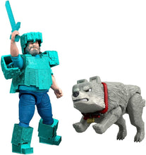 Load image into Gallery viewer, Minecraft Movie Steve in Diamond Armor with Man's Best Wolf Dennis
