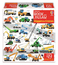 Load image into Gallery viewer, Diggers and Cranes Usborne Book and Jigsaw Puzzle
