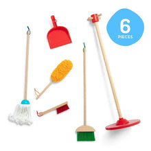 Load image into Gallery viewer, Melissa &amp; Doug Dust! Sweep! Mop! 6pc Wooden Pretend Play Cleaning Set
