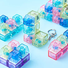 Load image into Gallery viewer, Pastel/Clear LED Tetris  Clicker Keyboard Clicker Keychain
