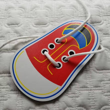 Load image into Gallery viewer, Shoe Wooden Lacing Toy,Montessori
